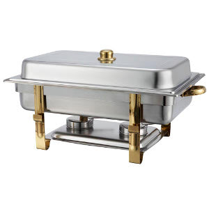 Malibu Chafing Dish, 8 Qt Oblong, Gold Accents