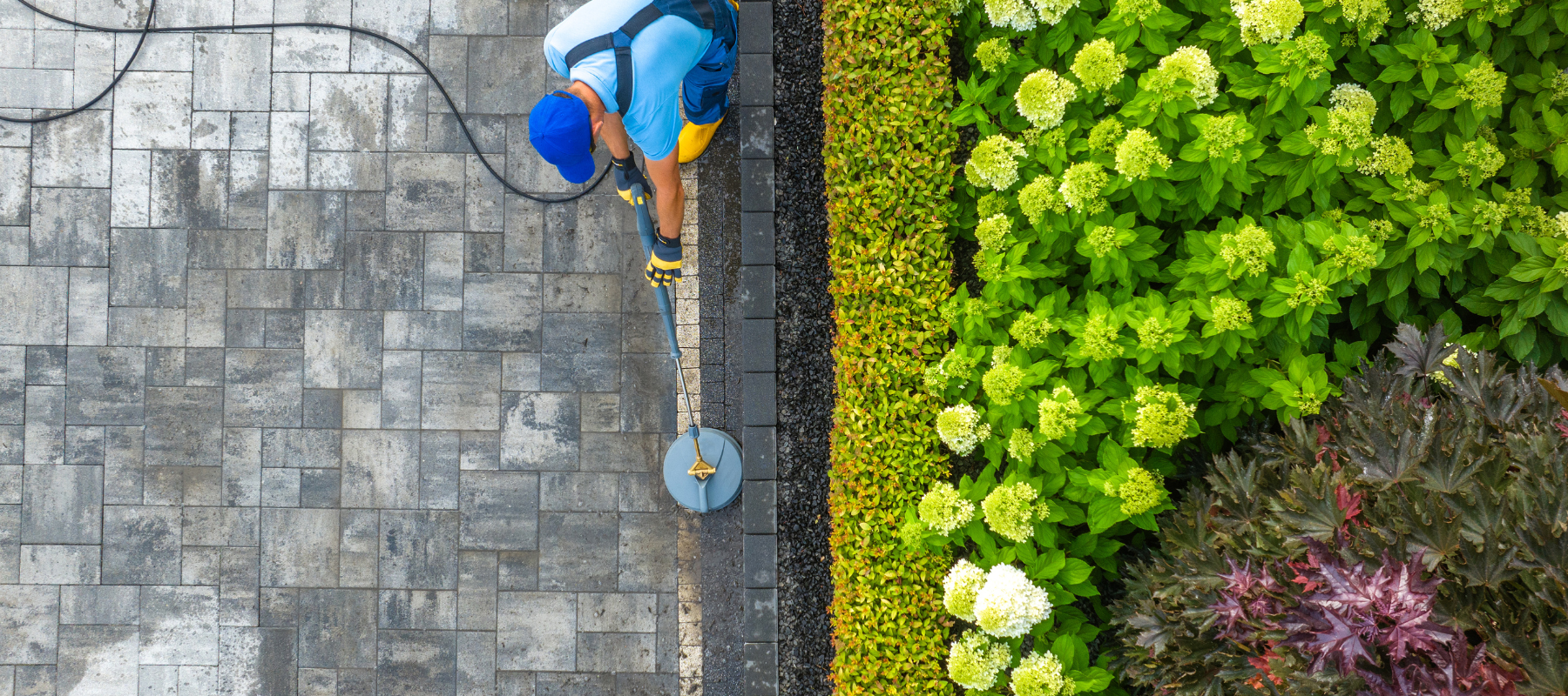 Individual pressure washing sidewalk